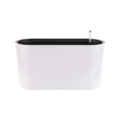 Rectangular floor-standing decorative planter with water reservoir