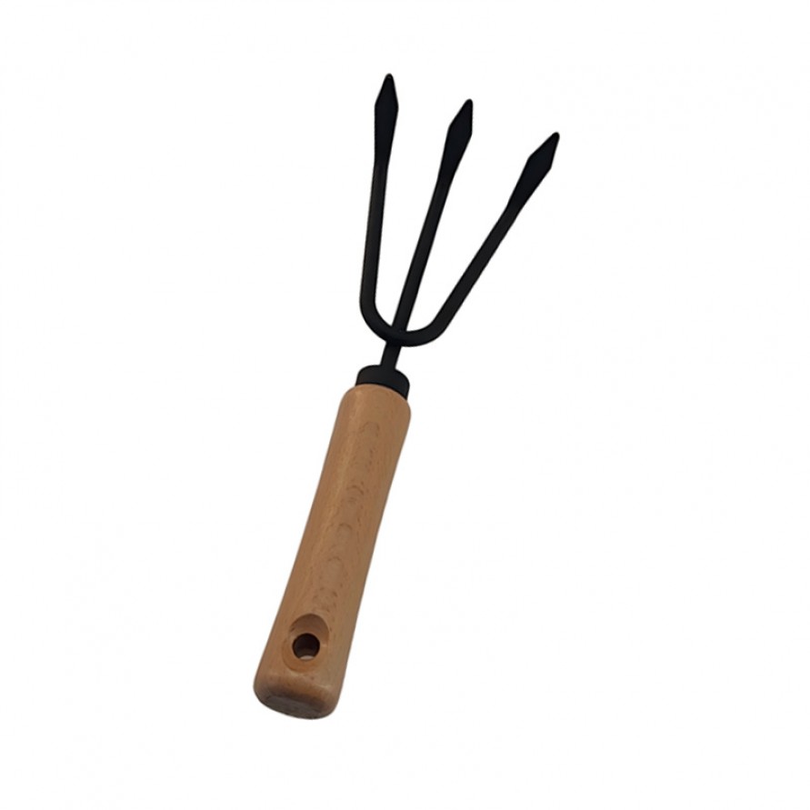 Household steel garden hand rake with wooden handle
