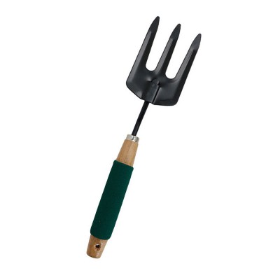 High-carbon steel three-pronged garden rake