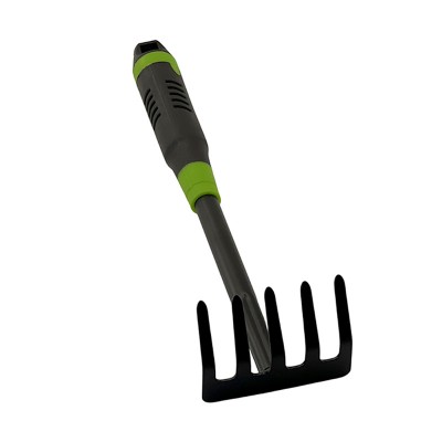 Industrial-grade plastic handle garden rake