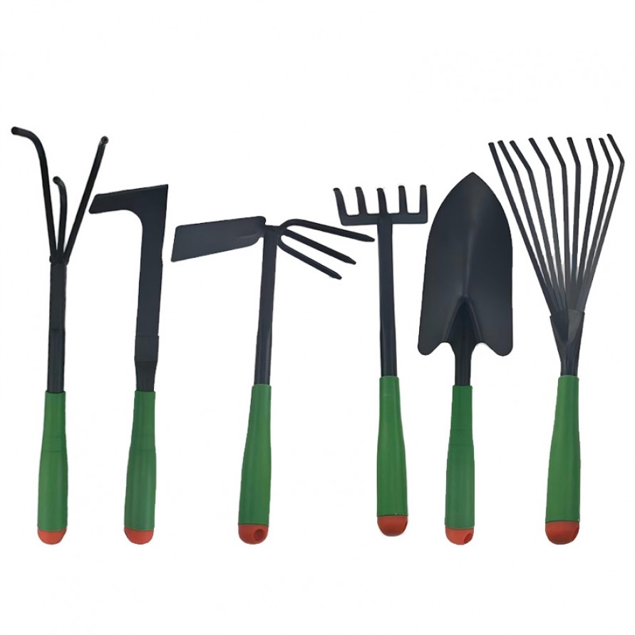 Stainless steel gardening six-piece hand tool set
