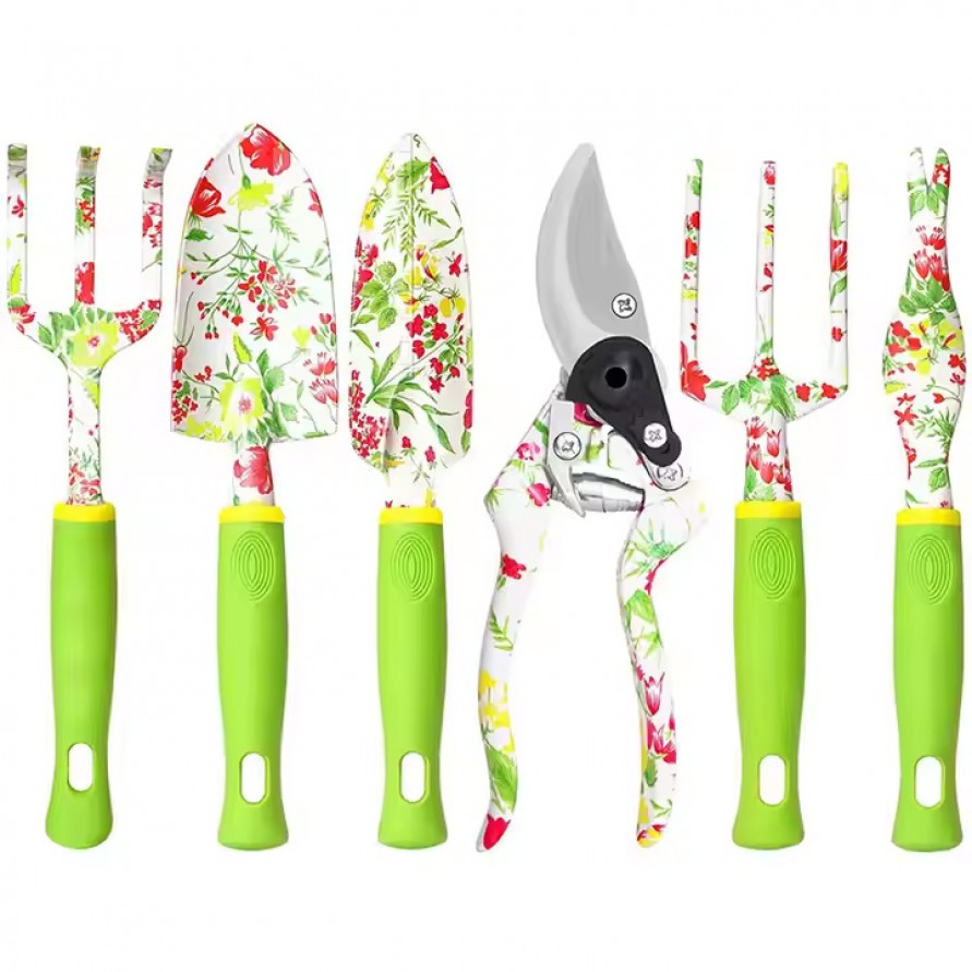 Industrial-grade six-piece gardening hand tool set