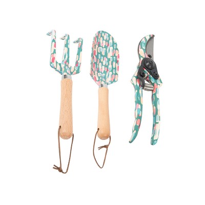 Cute wooden-handled aluminum alloy garden hand rake