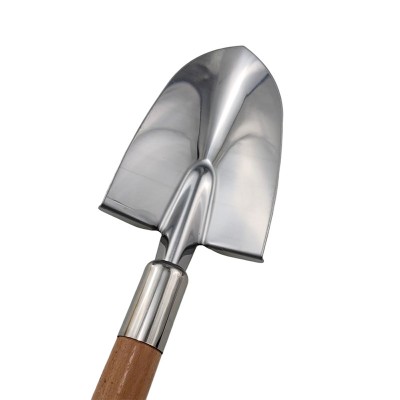 Wooden-handled stainless steel garden trowel