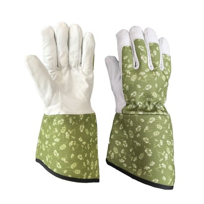 Long-sleeved printed goatskin gardening gloves