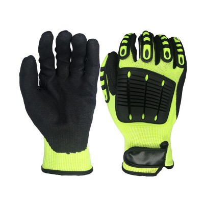 Heavy-duty impact-resistant nitrile-coated safety gloves