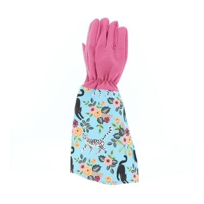 Printed long-sleeved goatskin gardening gloves