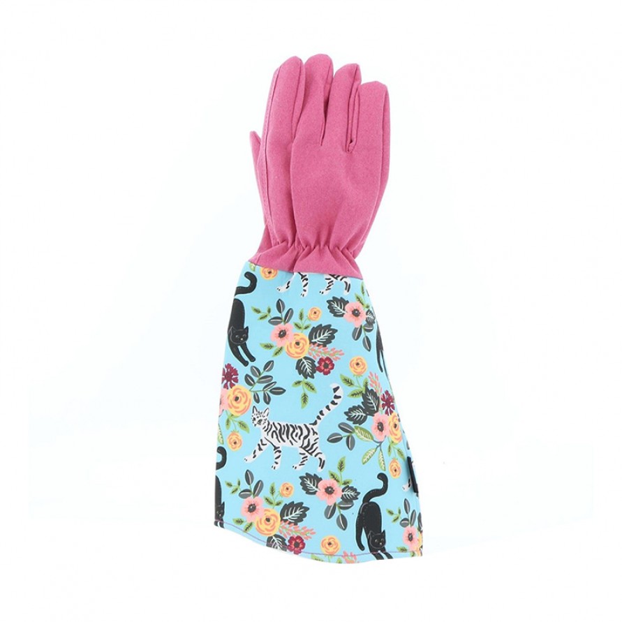 Printed long-sleeved goatskin gardening gloves