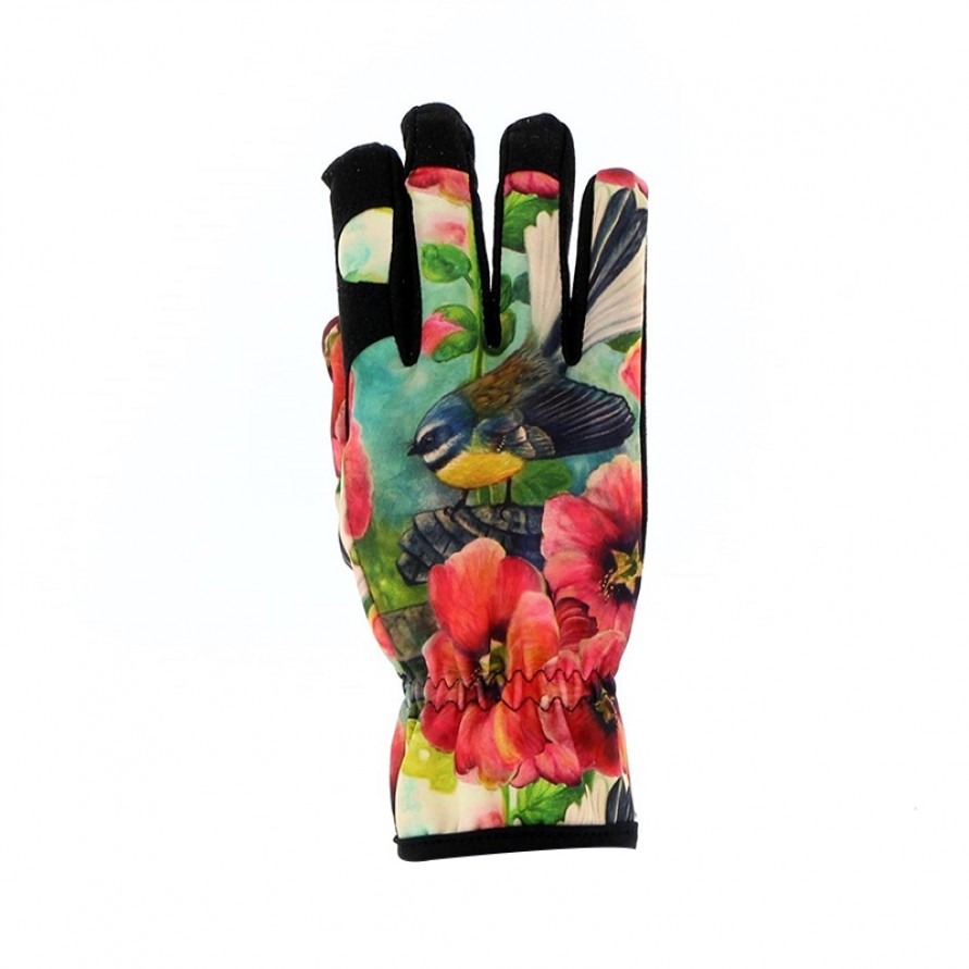 Fleece-lined floral print gardening gloves