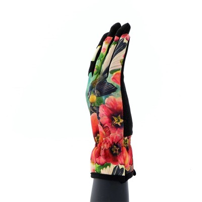 Fleece-lined floral print gardening gloves