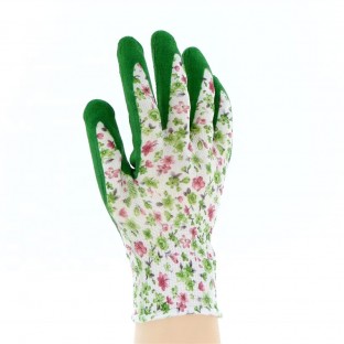 Floral print foam latex gardening gloves