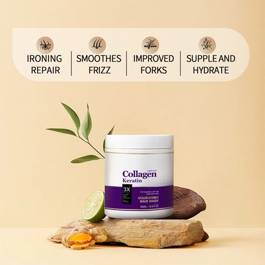 Collagen Keratin Hair Repair Mask for Damaged Hair Nourishing Intensive Care Collagen Keratin Hair Repair Mask for Damaged Hair Nourishing Intensive Care