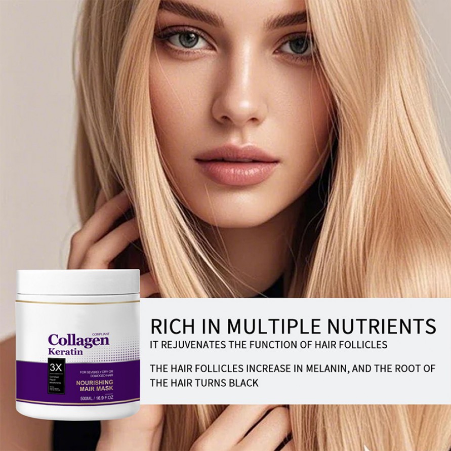Collagen Keratin Hair Repair Mask for Damaged Hair Nourishing Intensive Care Collagen Keratin Hair Repair Mask for Damaged Hair Nourishing Intensive Care