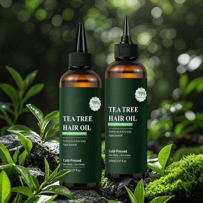 Natural Tea Tree Essential Hair Oil Vegan Formula Scalp Massage Repair
