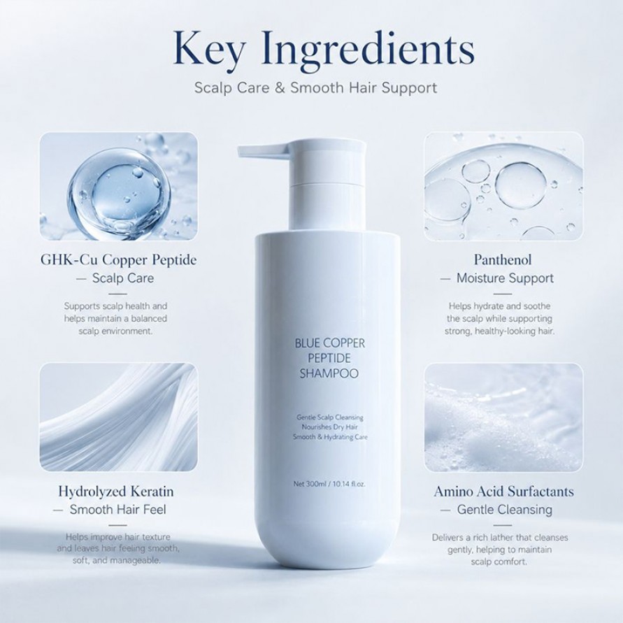 Blue Copper Peptide Shampoo Gentle Scalp Cleansing Dry Frizzy Hair Repair Blue Copper Peptide Shampoo Gentle Scalp Cleansing Dry Frizzy Hair Repair