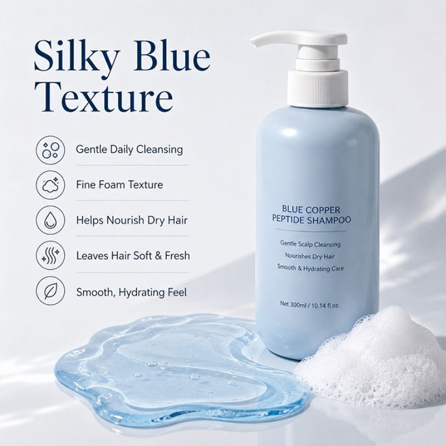 Blue Copper Peptide Shampoo Gentle Scalp Cleansing Dry Frizzy Hair Repair Blue Copper Peptide Shampoo Gentle Scalp Cleansing Dry Frizzy Hair Repair