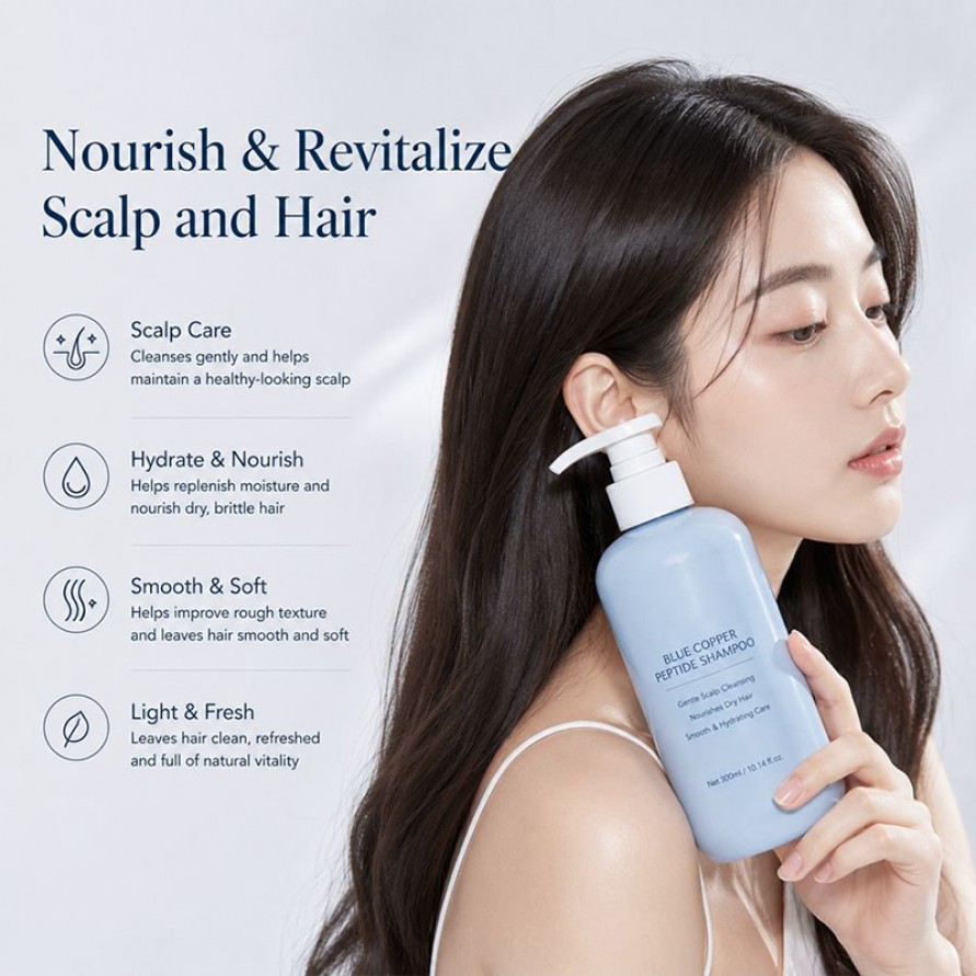 Blue Copper Peptide Shampoo Gentle Scalp Cleansing Dry Frizzy Hair Repair Blue Copper Peptide Shampoo Gentle Scalp Cleansing Dry Frizzy Hair Repair